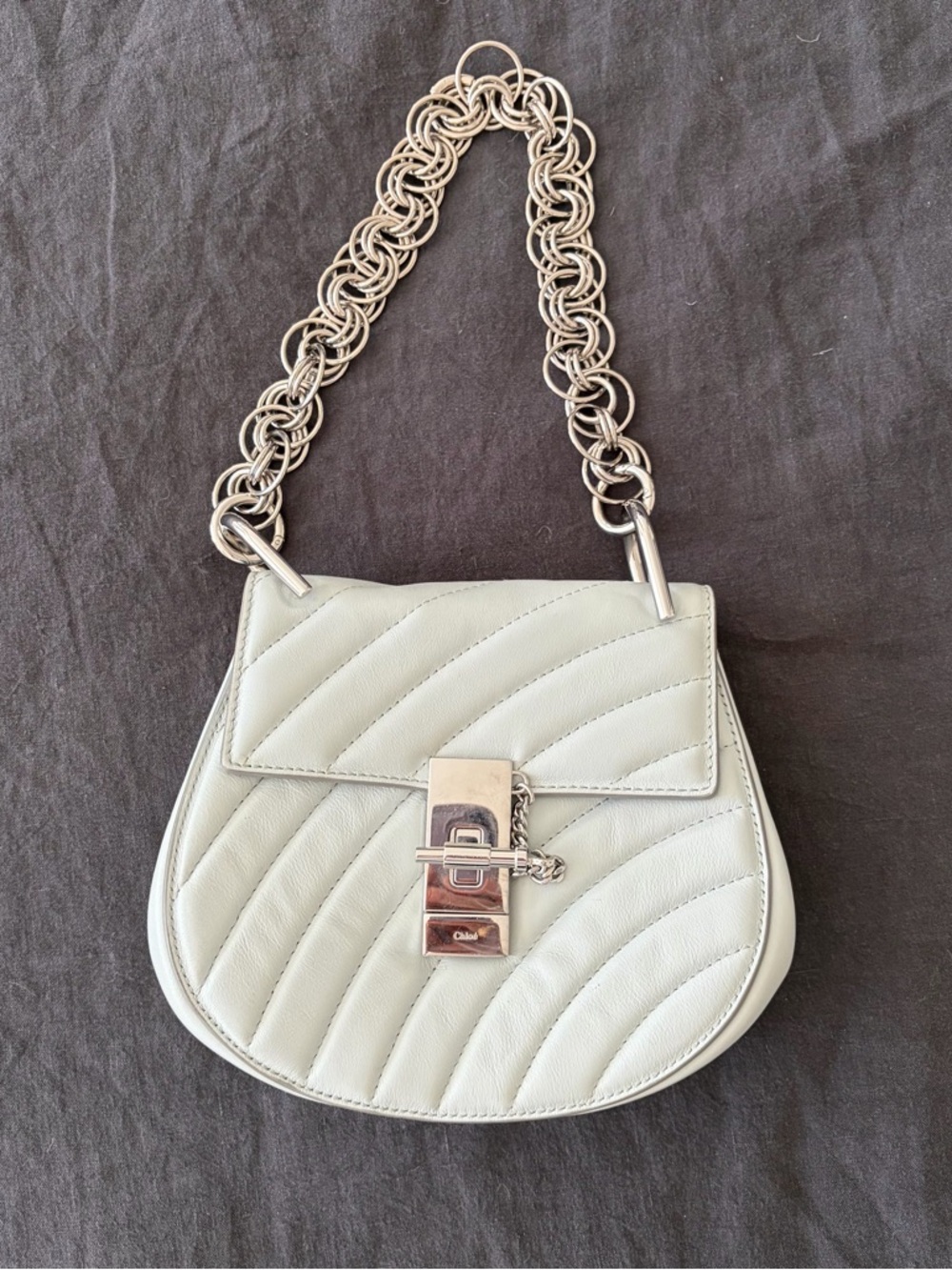 Chloe Mini Drew Bijou Chain Bag - Light Blue, Quilted Leather